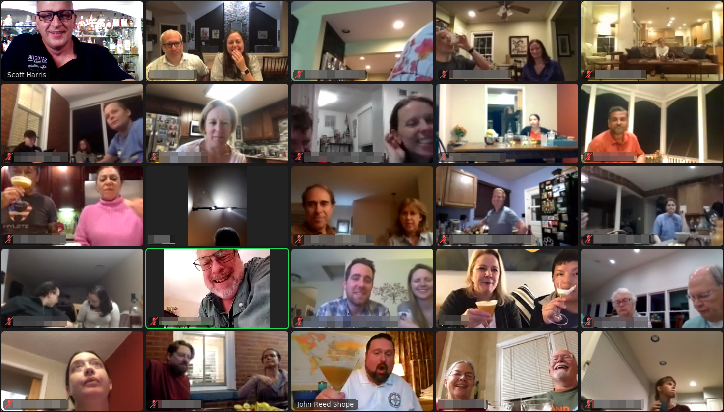 Zoom image of 30 people having fun in the cocktail class